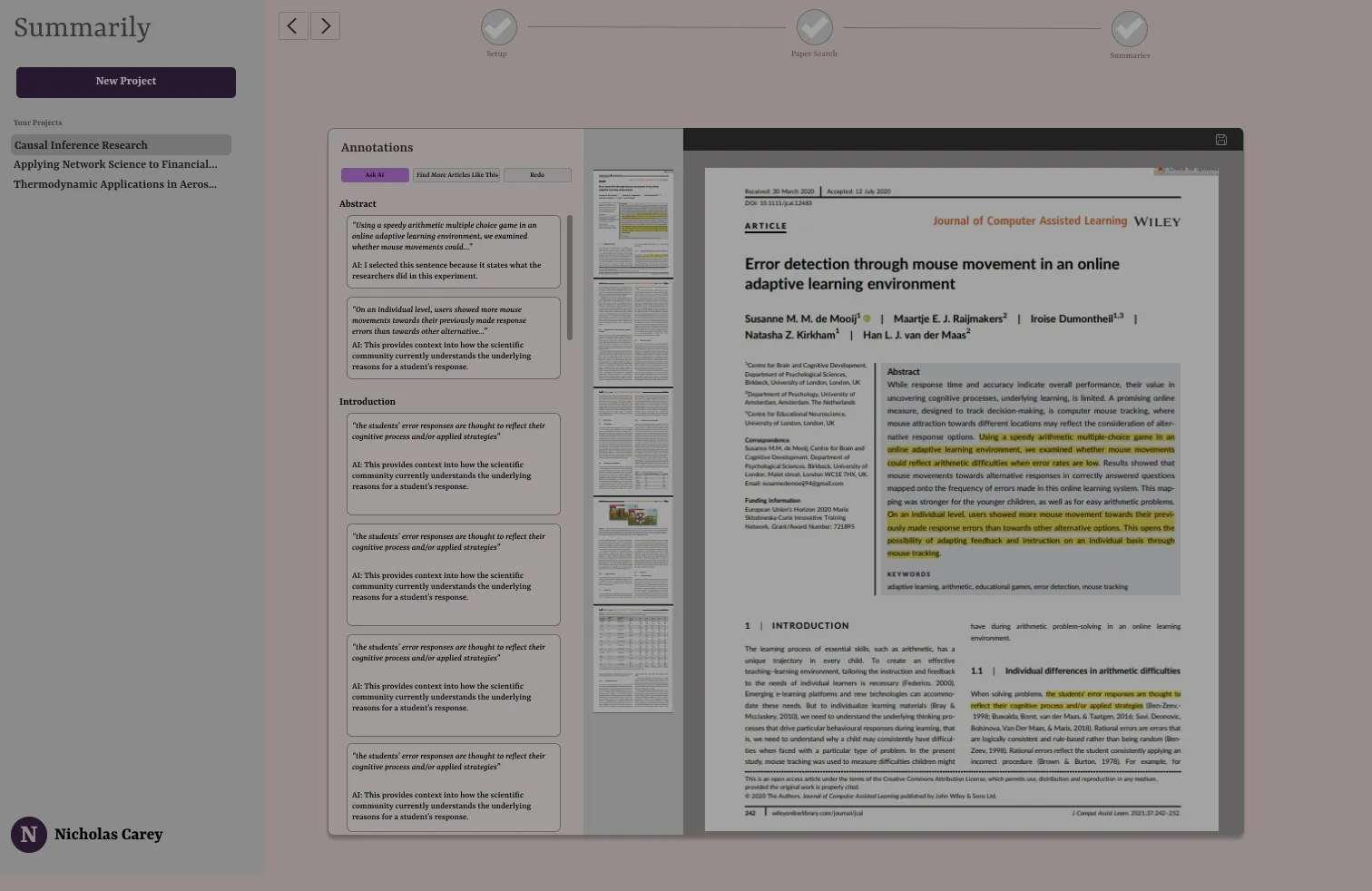 Screenshot of an LLM product